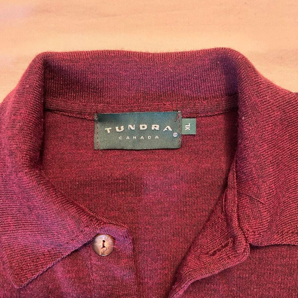 Tundra Canada Virgin Merino Wool Polo Sweater | Men’s XL | Burgundy - Picture 3 of 9